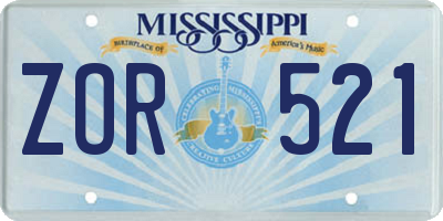 MS license plate ZOR521