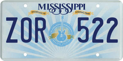 MS license plate ZOR522