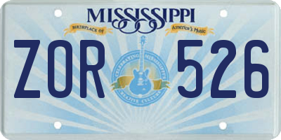 MS license plate ZOR526