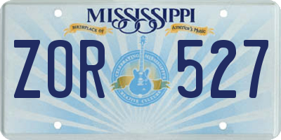 MS license plate ZOR527