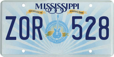MS license plate ZOR528