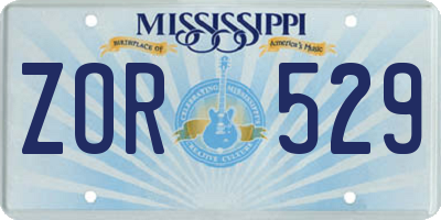 MS license plate ZOR529