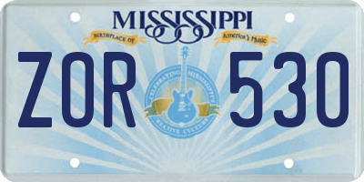 MS license plate ZOR530