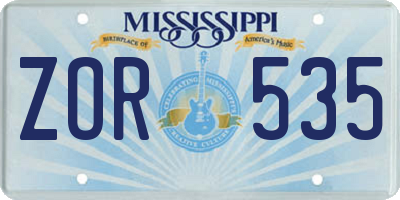 MS license plate ZOR535