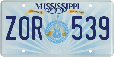 MS license plate ZOR539