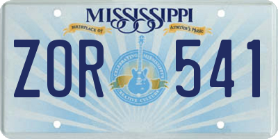 MS license plate ZOR541