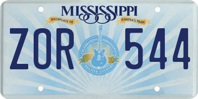 MS license plate ZOR544