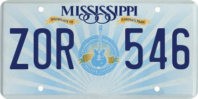 MS license plate ZOR546