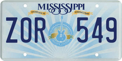 MS license plate ZOR549
