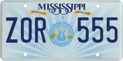 MS license plate ZOR555