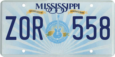 MS license plate ZOR558