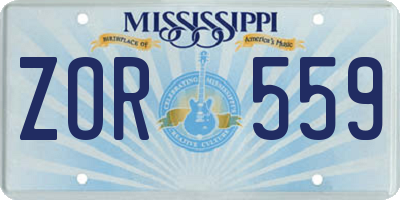 MS license plate ZOR559
