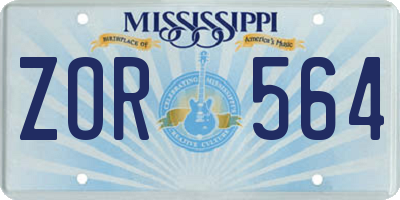 MS license plate ZOR564