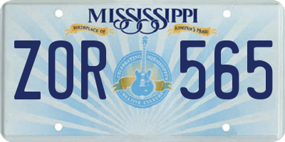 MS license plate ZOR565