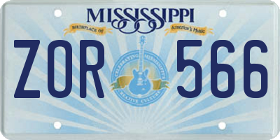 MS license plate ZOR566