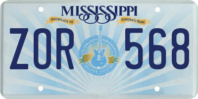 MS license plate ZOR568
