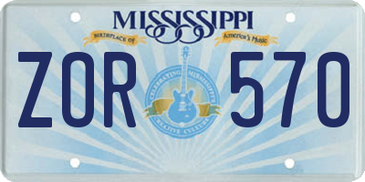 MS license plate ZOR570