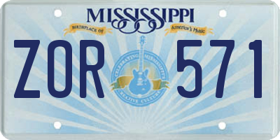 MS license plate ZOR571
