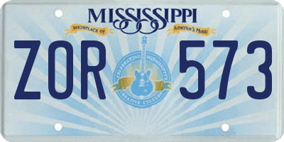 MS license plate ZOR573