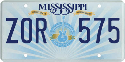 MS license plate ZOR575