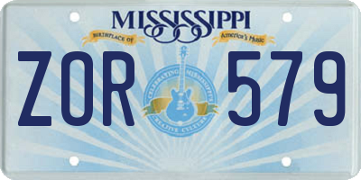 MS license plate ZOR579