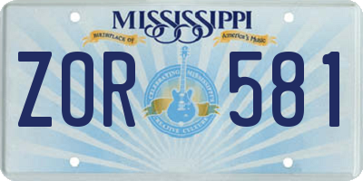 MS license plate ZOR581