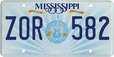 MS license plate ZOR582