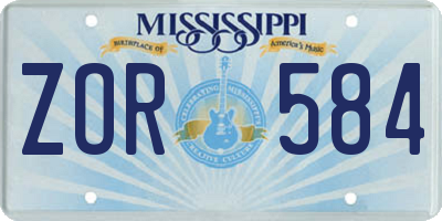 MS license plate ZOR584