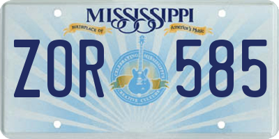 MS license plate ZOR585