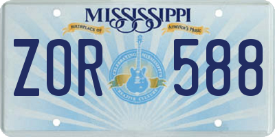 MS license plate ZOR588