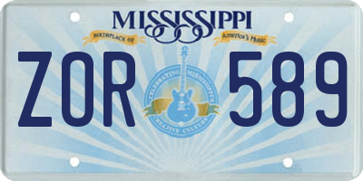 MS license plate ZOR589