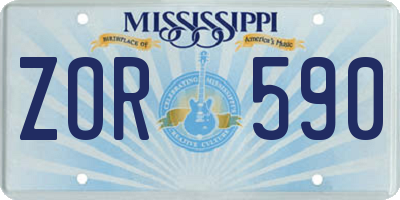 MS license plate ZOR590