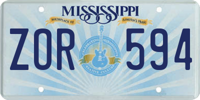 MS license plate ZOR594