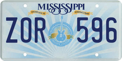 MS license plate ZOR596