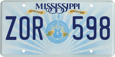 MS license plate ZOR598