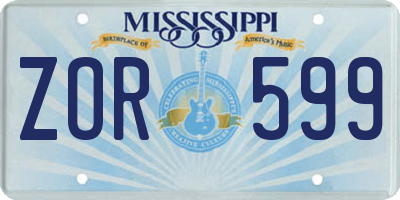 MS license plate ZOR599