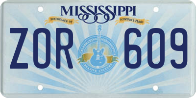 MS license plate ZOR609