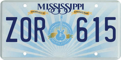 MS license plate ZOR615