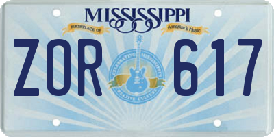 MS license plate ZOR617