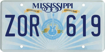 MS license plate ZOR619