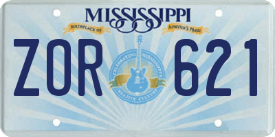 MS license plate ZOR621