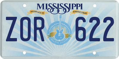 MS license plate ZOR622