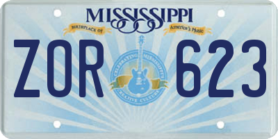 MS license plate ZOR623
