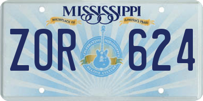 MS license plate ZOR624