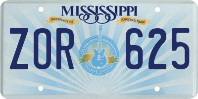 MS license plate ZOR625