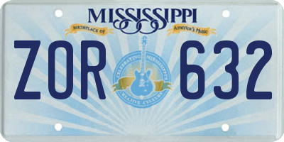 MS license plate ZOR632