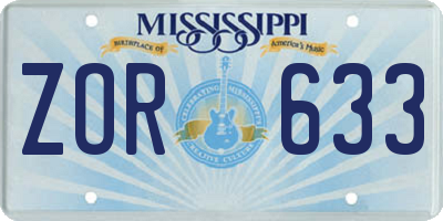 MS license plate ZOR633