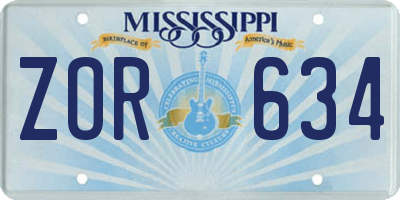MS license plate ZOR634