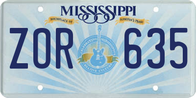 MS license plate ZOR635