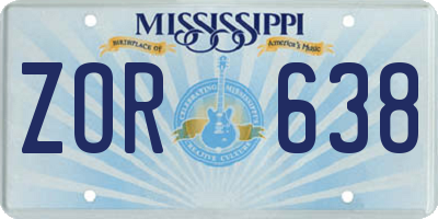 MS license plate ZOR638